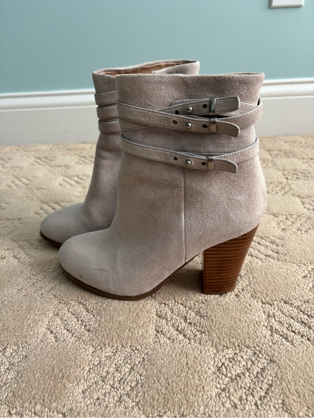 Joe's Jeans Light Suede Ankle Booties with Triple Straps, womens 7